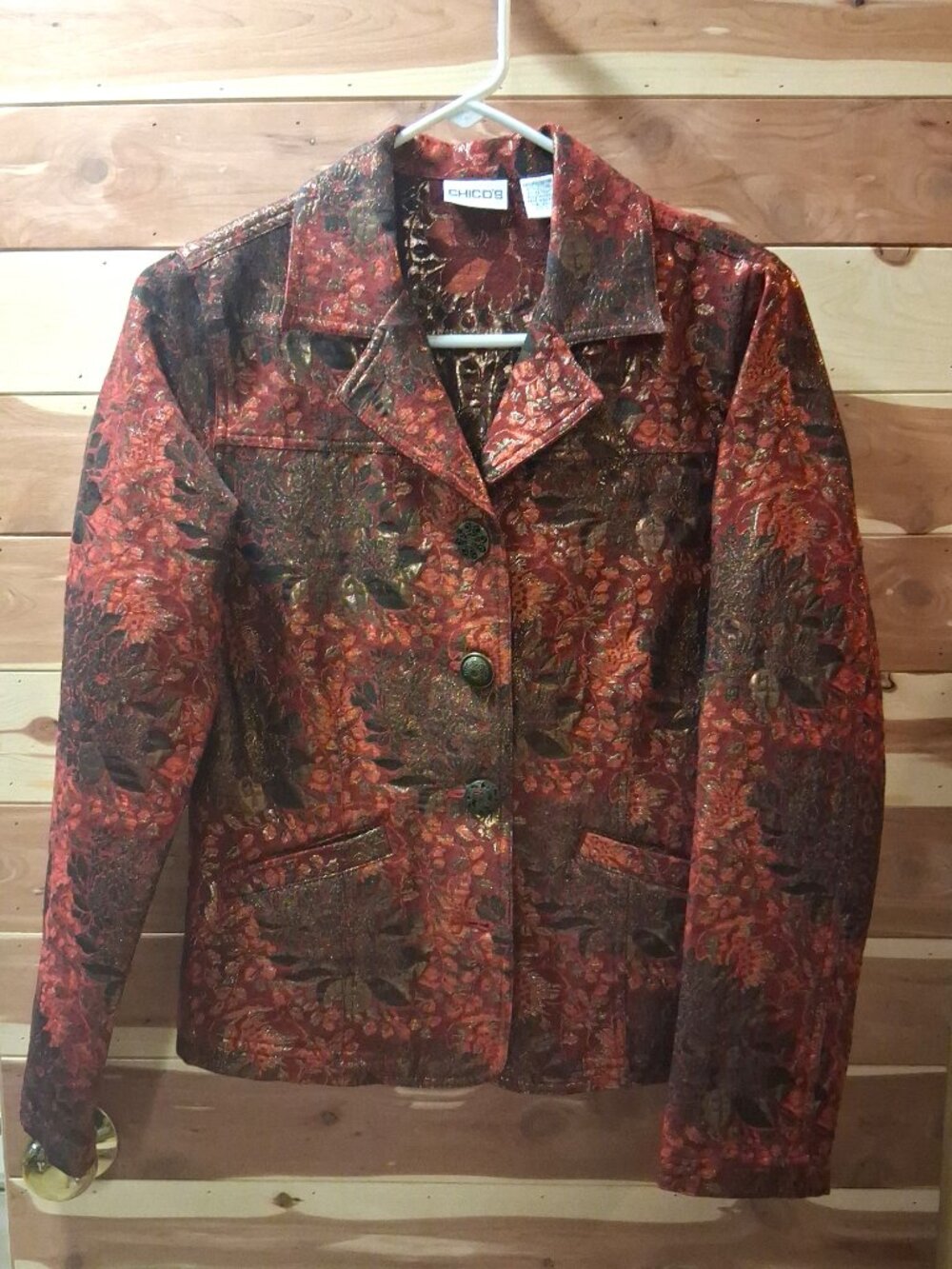 CHICO’S Metallic Floral Brocade Blazer Jacket – Size 0 (4-6/Small)